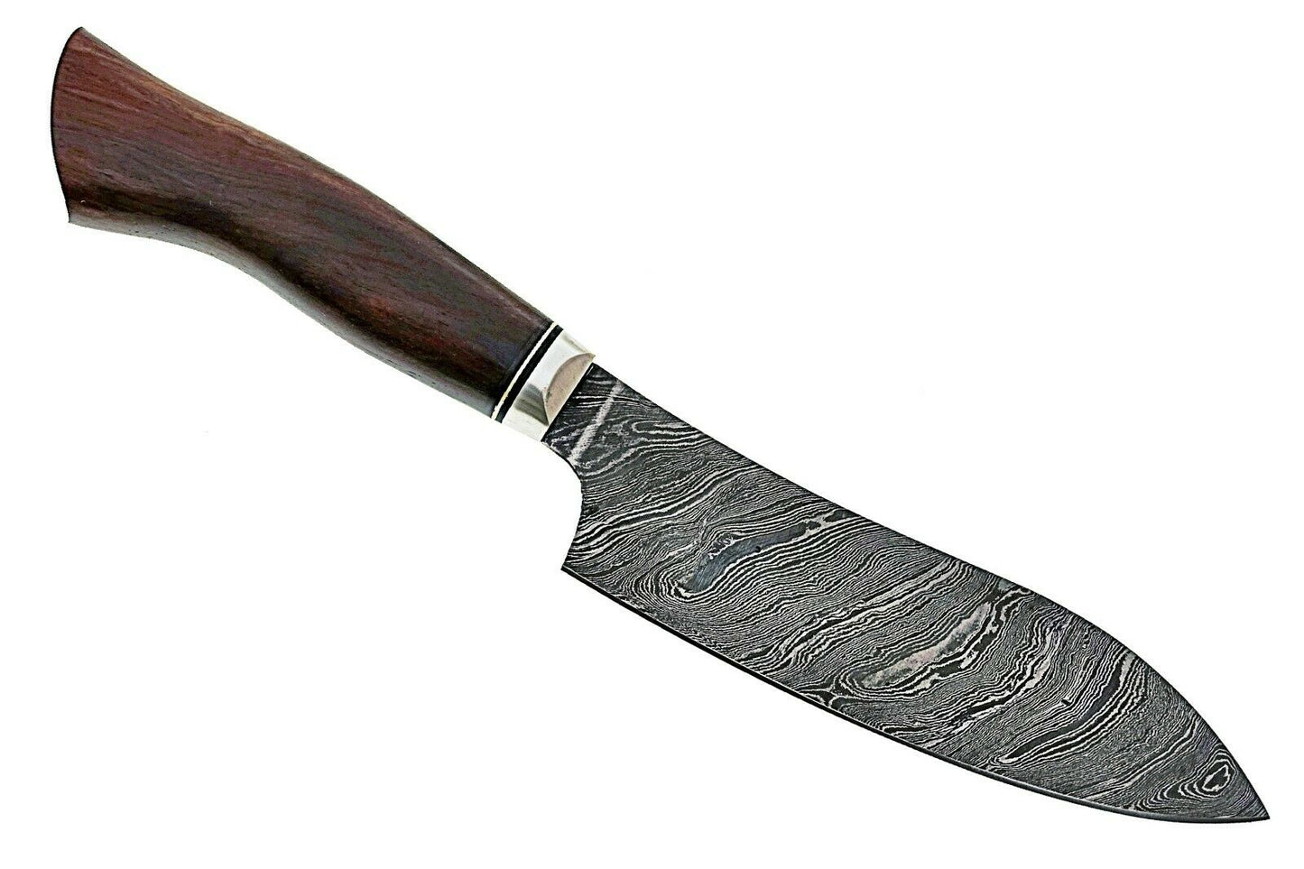 Hand Forged Damascus Chef/ Kitchen Knife With Leather Sheath 33cm