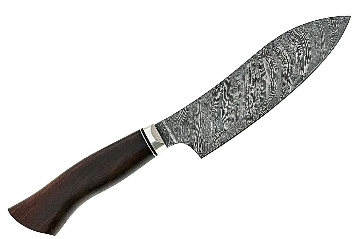 Hand Forged Damascus Chef/ Kitchen Knife With Leather Sheath 33cm